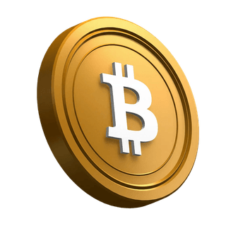 BTC Bitcoin-mønt placeret på skrå som grafisk element i hero-sektionen